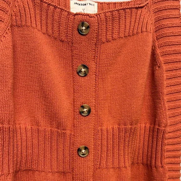 Jackson Rowe Burnt Orange Ribbed Button Dress - Picture 4 of 6